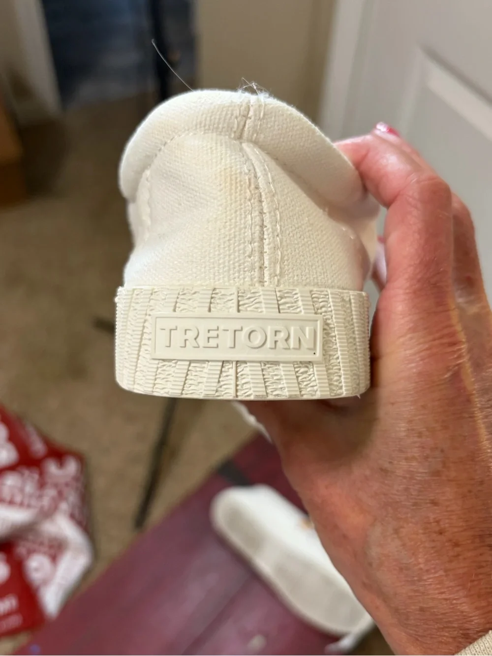 Tretorn White Leather Sneakers with Gold Accent